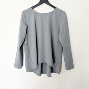 Ruti Tunic Top Womens Hi Lo Hem Long Sleeve Textured Gray Size S/M